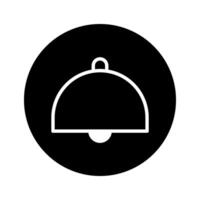 Elegant food bell icon in a sleek black circle offering service restaurant catering notification illustration simplicity vector