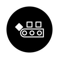 Conveyor belt system icon illustration representing automation and production in modern industrial manufacturing showing process control vector