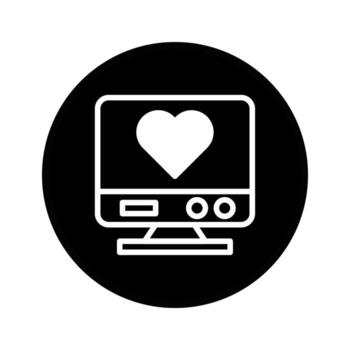 Computer screen displaying heart symbol concept of love technology relationship connection data health screen display monitor vector