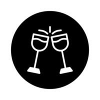 Celebration with wine glasses creating a minimal icon for a festive occasion and events in black background vector