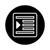 Black and white play icon with text lines for content streaming experience display vector