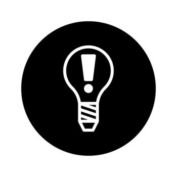 Black and white lightbulb illustration symbolizing innovation solution idea with exclamation mark on top of it vector