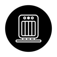 Black and white illustration of a space heater icon offering warmth during the cold season vector