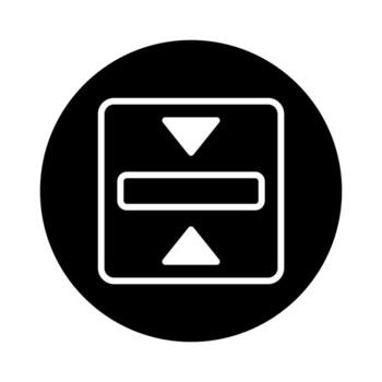 Black and white icon showing vertical alignment with arrows inside a square shape design element vector