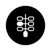Black and white icon of automotive part resembling manual transmission for cars mechanical design diagram vector