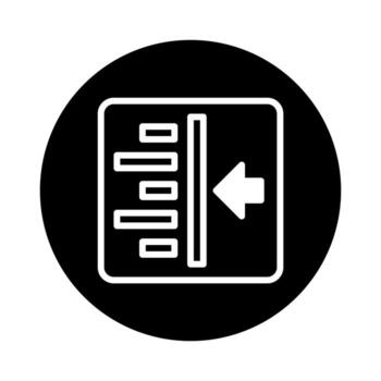 Black and white graphic illustrating text alignment with an arrow indicating margin adjustment for documentation vector