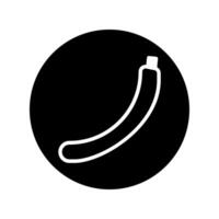 Banana fruit silhouette on black circle background displaying healthy eating concept and minimal design style vector
