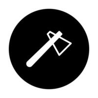 Axe icon illustration on black background representing lumberjack tool and equipment image with sharp blade vector