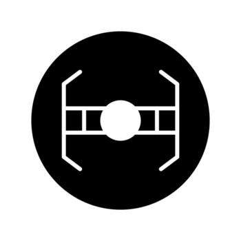 resumen futurista icono diseño en un negro circulo ofertas sencillo simétrico equilibrar mínimo geométrico concepto, un visualmente sorprendentes y innovador gráfico elemento vector