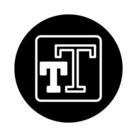A striking black and white illustration of a text icon within a circular frame showcasing creative design vector
