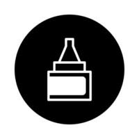 A simple graphic of a liquid bottle outline in a black circle provides modern minimalist design vector