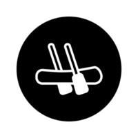 A minimalistic illustration of a boat with oars in a circular frame symbolizes transportation and adventure vector