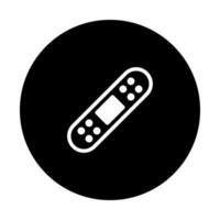 A minimalistic icon style illustration of a plaster cast in the middle of a black background circle vector