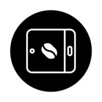 A minimalist icon of a coffee bean inside a tablet screen symbolizing digital coffee ordering solutions vector