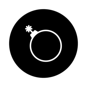 un minimalista representación de un estilizado bomba icono en un contrastando negro circular antecedentes creando un sorprendentes visual vector