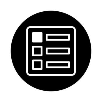 A black and white icon depicting a list with checkboxes enhancing digital design and application interface vector