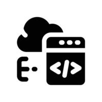 cloud coding glyph icon. Strong and solid icon for websites and mobile apps. vector