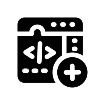 add program glyph icon. Strong and solid icon for websites and mobile apps. vector