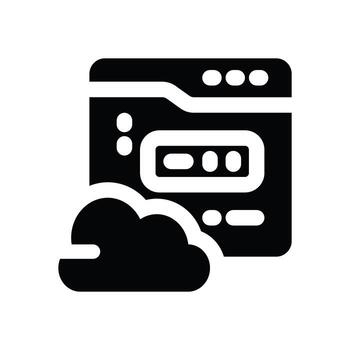 nube hospedaje glifo icono. fuerte y sólido icono para sitios web y móvil aplicaciones vector