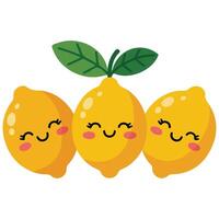 Cheerful citrus fruits with happy text illustration isolated on white vector
