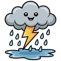 Stormy weather cloud lightning illustration isolated on white vector