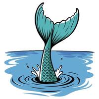Mermaid tail underwater fantasy illustration isolated vector