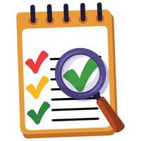 Checklist verification magnifying glass icon isolated vector