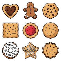 Collection of intricately designed cookie symbols for baking themes vector