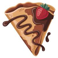 Chocolate strawberry filled crepe breakfast food illustration vector