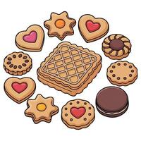 Assorted holiday cookies with jam and cream dessert vector