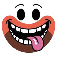 Smiling mouth with tongue sticking out cartoon design vector