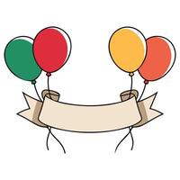 Celebration ribbon with floating balloons party background vector
