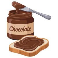 Chocolate spread with bread slice breakfast illustration vector