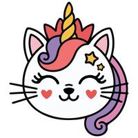 Fantasy kitten with horn valentine theme art vector
