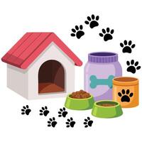 Animal wellness products flat style graphics vector