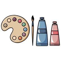 Artists paint palette with brushes illustration vector