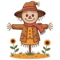 Autumn season scarecrow character illustration vector