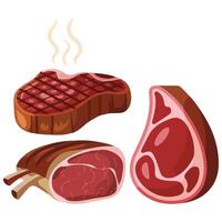 Meat products cooking ingredients icons vector