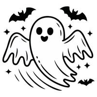 Playful ghost doodle with happy expression spooky Halloween art isolated vector