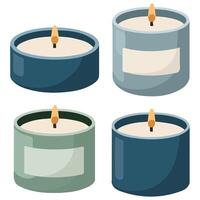 Assorted decorative candles in various sizes and shapes aromatic wax collection vector