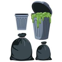 Environmental pollution concept with trash plastic and fish bones vector