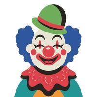 Menacing circus clown with colorful hair creepy illustration vector