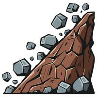 Mountain terrain collapse with tumbling boulders danger vector