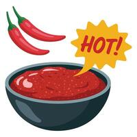 Spicy cobek ulekan with green and red chili Indonesian vector