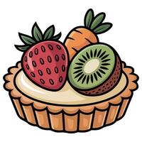 Colorful fruit pie with berries and pastry dessert vector