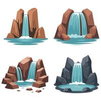 Nature scene with cascading river and stones vector