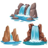 Waterfall landscape with rocks and flowing water vector