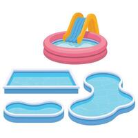 Inflatable backyard swimming pools summer fun vector