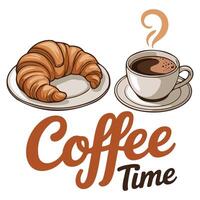 Coffee break with croissant pastry vector