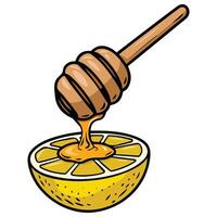 Honey dripping on lemon slice healthy vector